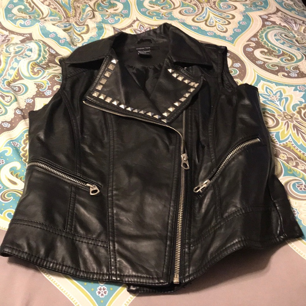 Faux leather studded vest